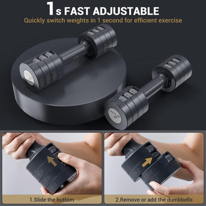 Adjustable Dumbbells Hand Weights Set: 5 Lb Dumbbell Set of 2 Each 2Lb 3Lb 4Lb 5Lb Free Weights Fast Adjust Weight 4 in 1 Weights Dumbbells Set for Women Men Home Gym Exercise Training