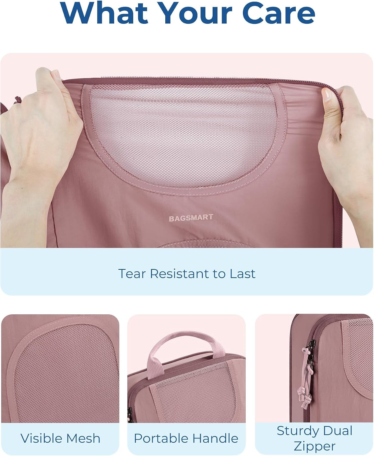 6 Set Compression Packing Cubes, Travel Luggage Organizer Bags