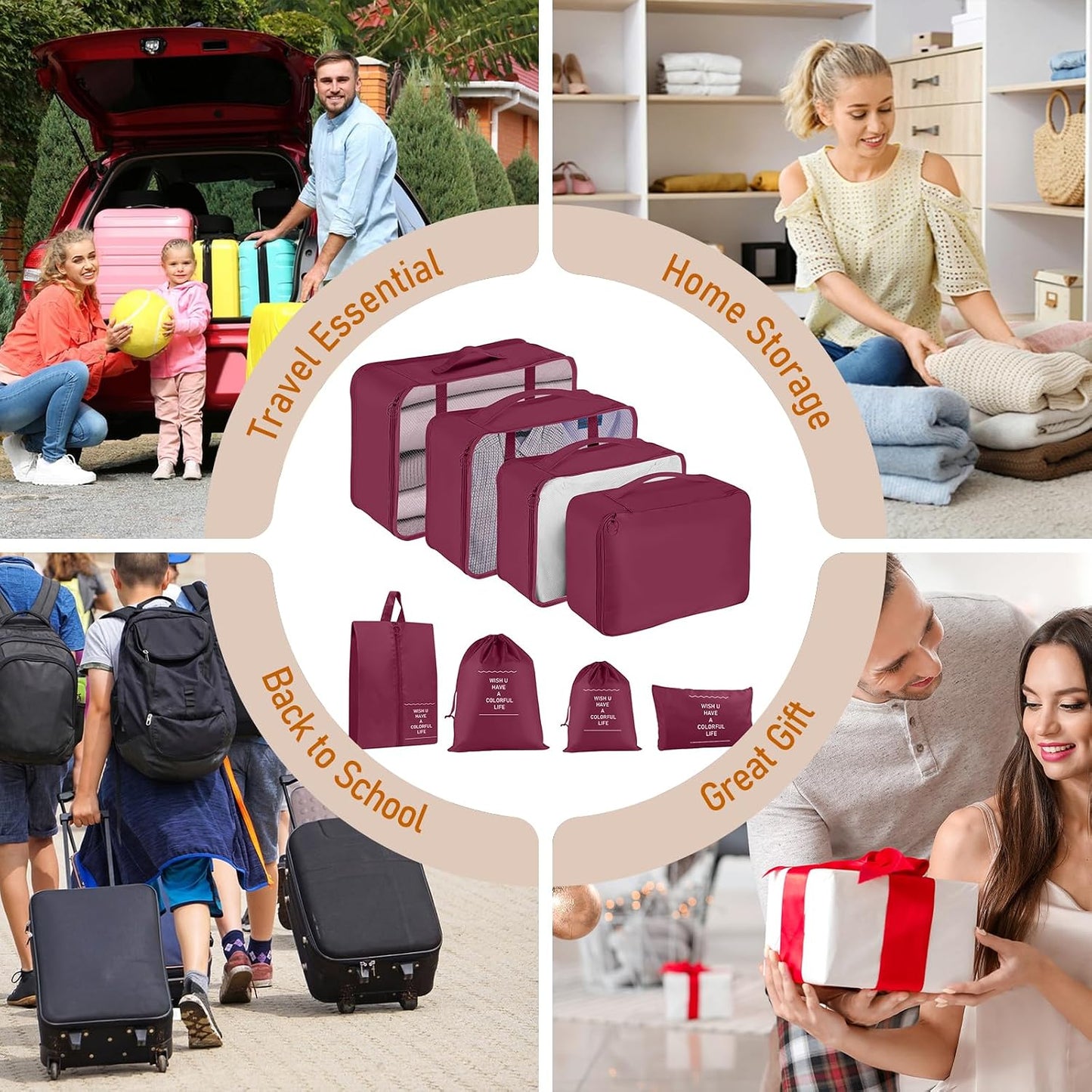 Packing Cubes for Travel 8 Set Luggage Organizer Bags