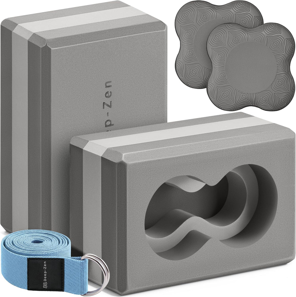 Yoga Blocks Wrist Support; Yoga Blocks 2 Pack with Knee Pads and Strap to Put Less Weight on Wrists; Durable, Versatile Yoga Brick Exercise Block Set, Blocks Yoga