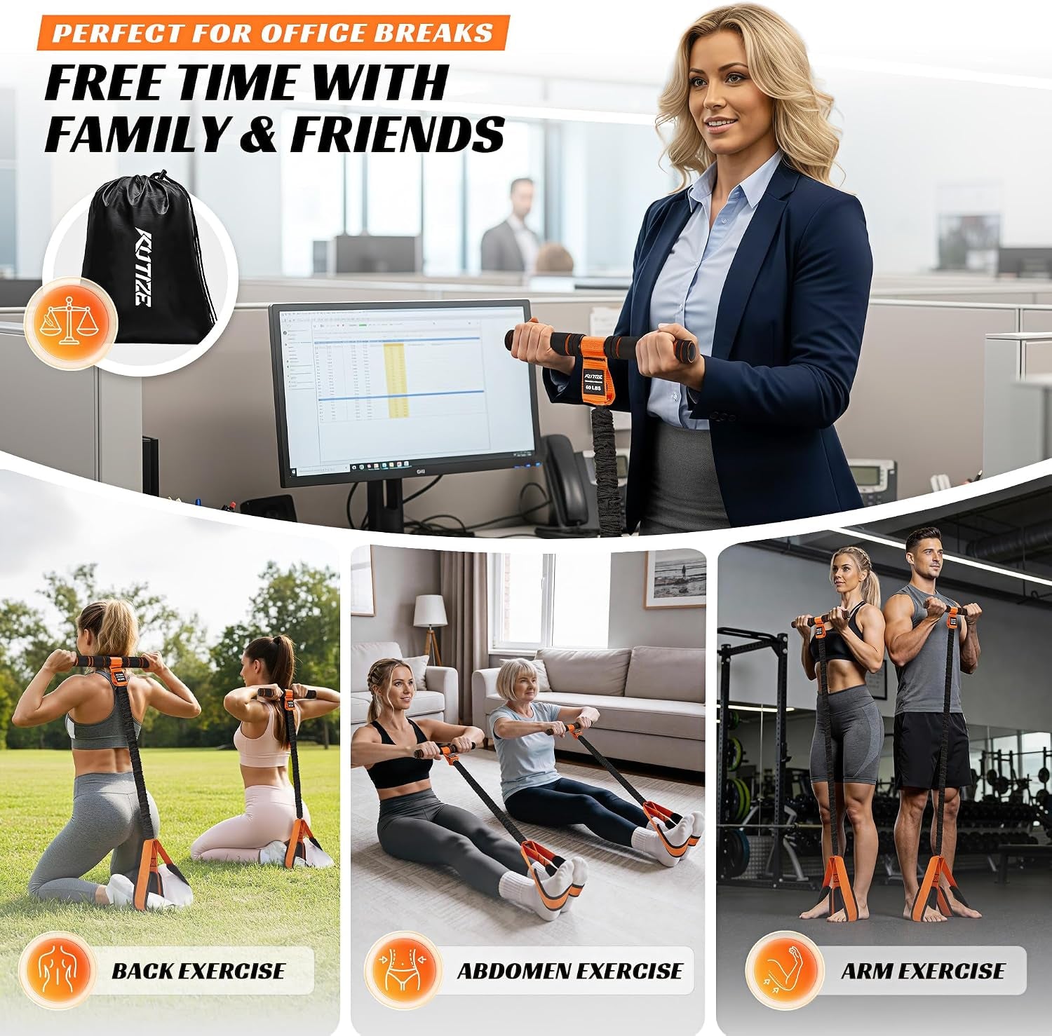 Multifunction Pedal Resistance Band with Handle, Upgraded Exercise Equipment with Soft Foot Pedal for Sit up & Full-Body Home Gym Workouts, Core/Abs Training, Pilates, Yoga & Physical Therapy