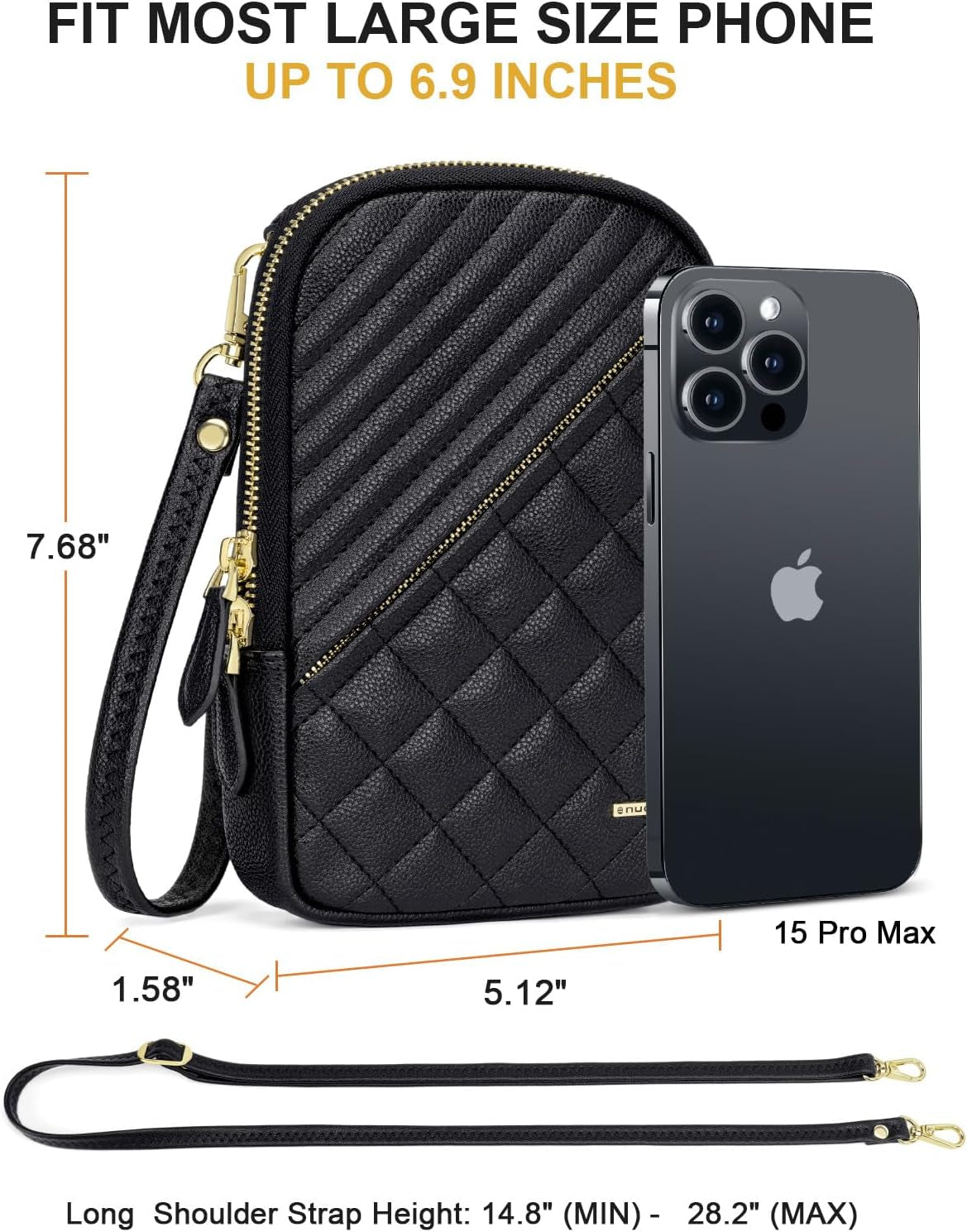 Small Crossbody Bags for Women Vegan Leather Cell Phone Wallet Purses for Women with Double Zipper,Rfid Wallet
