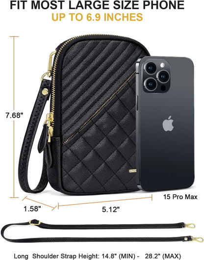 Small Crossbody Bags for Women Vegan Leather Cell Phone Wallet Purses for Women with Double Zipper,Rfid Wallet