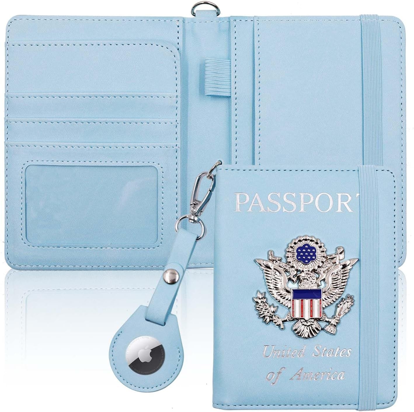 Passport Holder for Travel,Passport Cover Case with RFID (Light Blue)