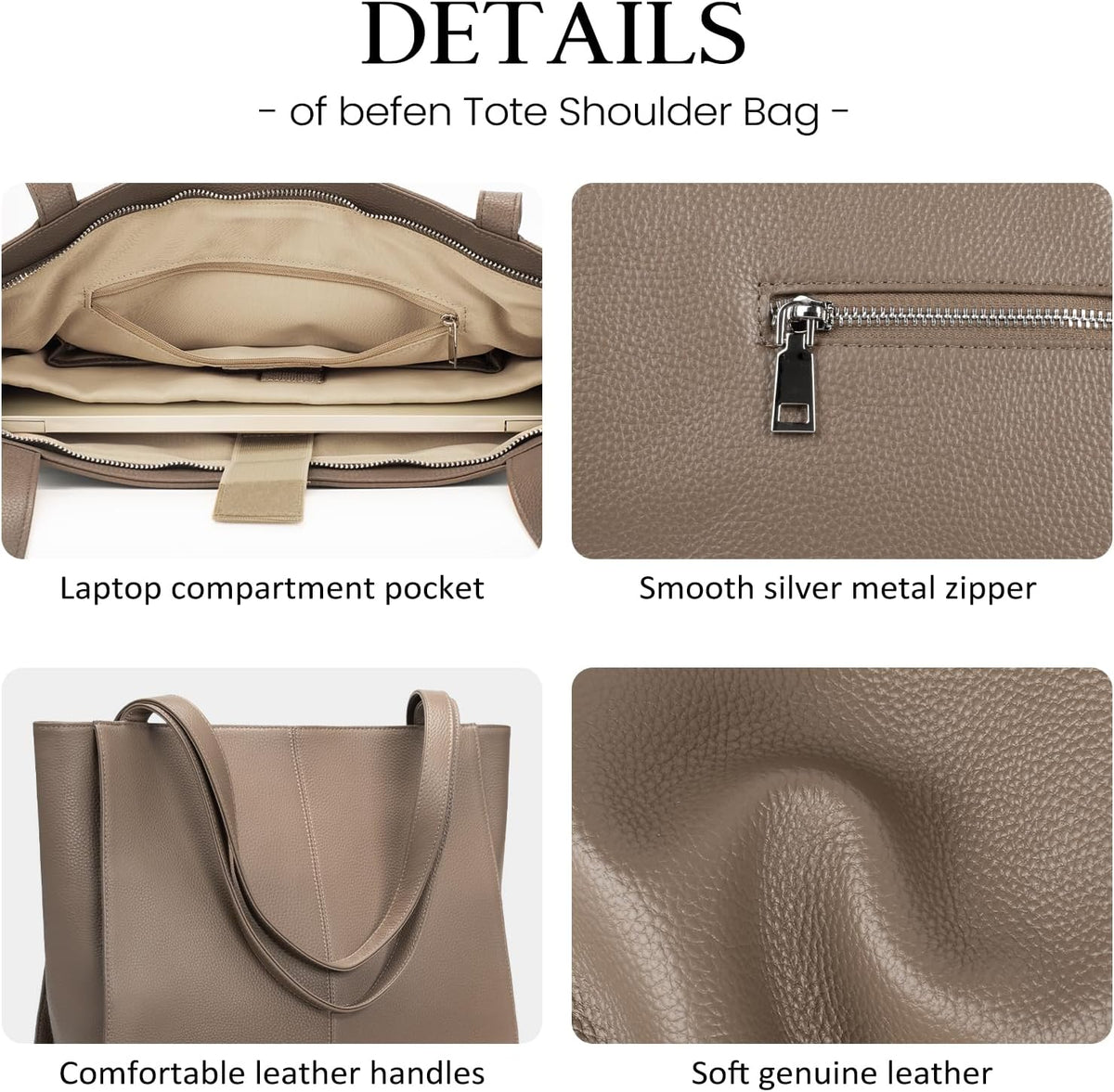 Genuine Leather Tote Bag for Women Work Travel Leather Purse Handbags