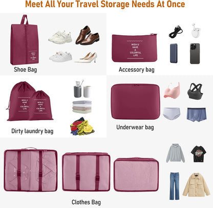Packing Cubes for Travel 8 Set Luggage Organizer Bags