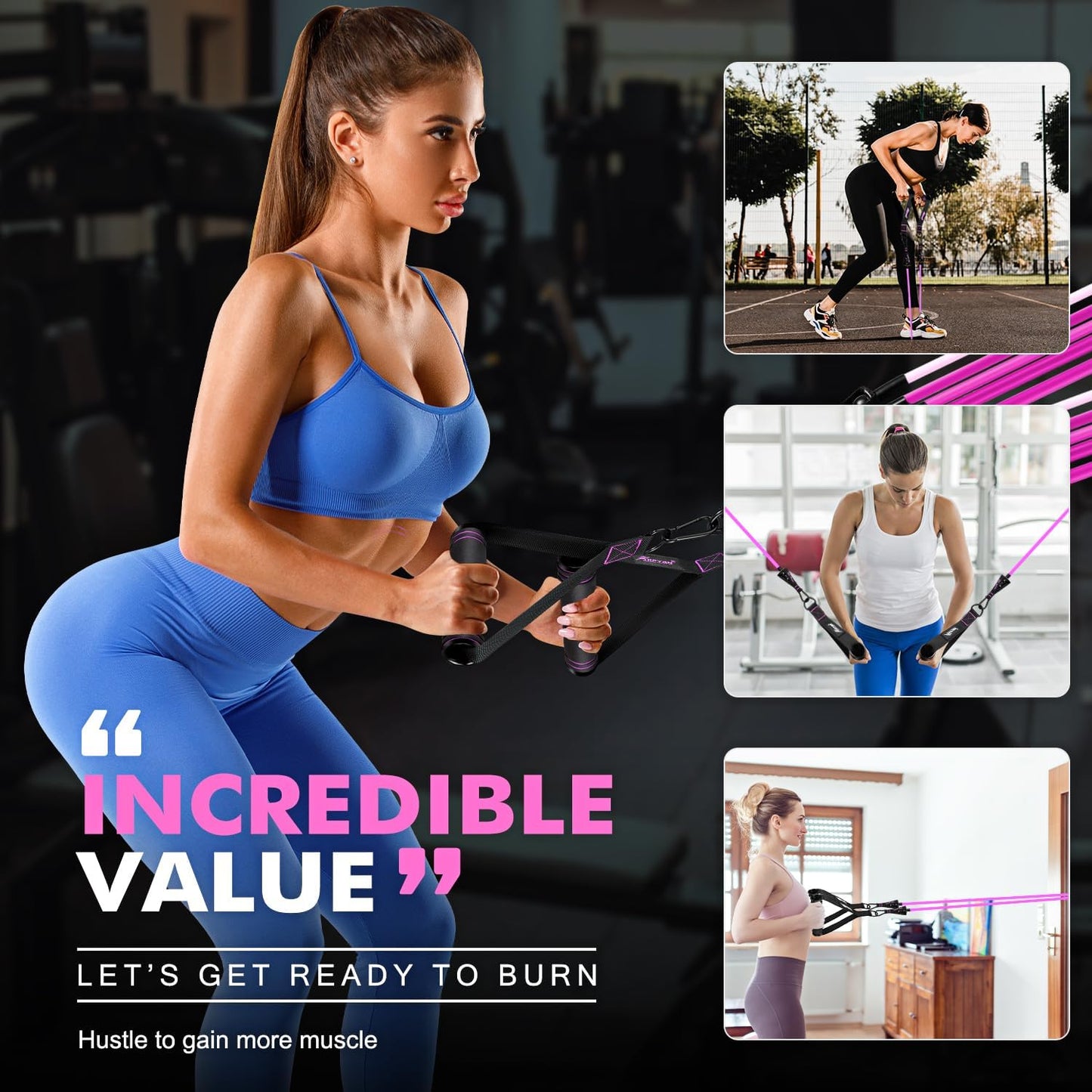 Resistance Bands with Handles, 150 Lb Exercise Bands for Home Workout