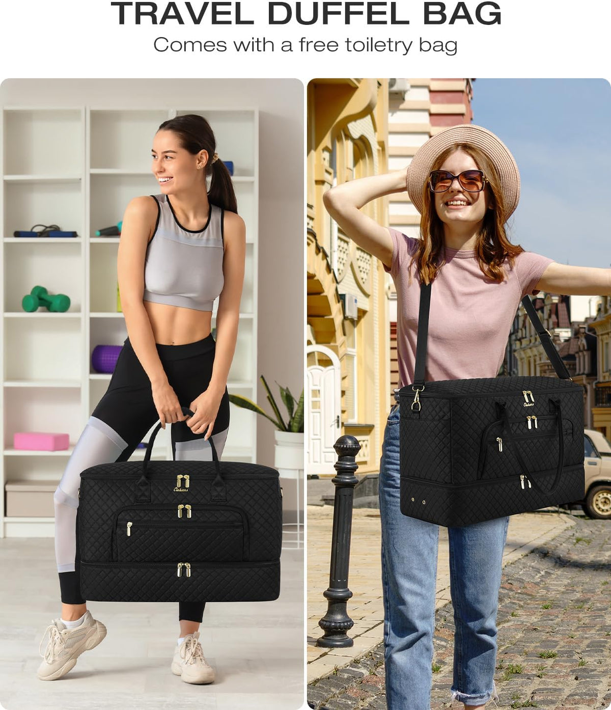 Travel Duffle Bag, Wide Open Large Weekender Bag for Women with Shoe Compartment, Carry on Overnight Bags with Toiletry Bag, Hospital Bag for Women Labor Delivery