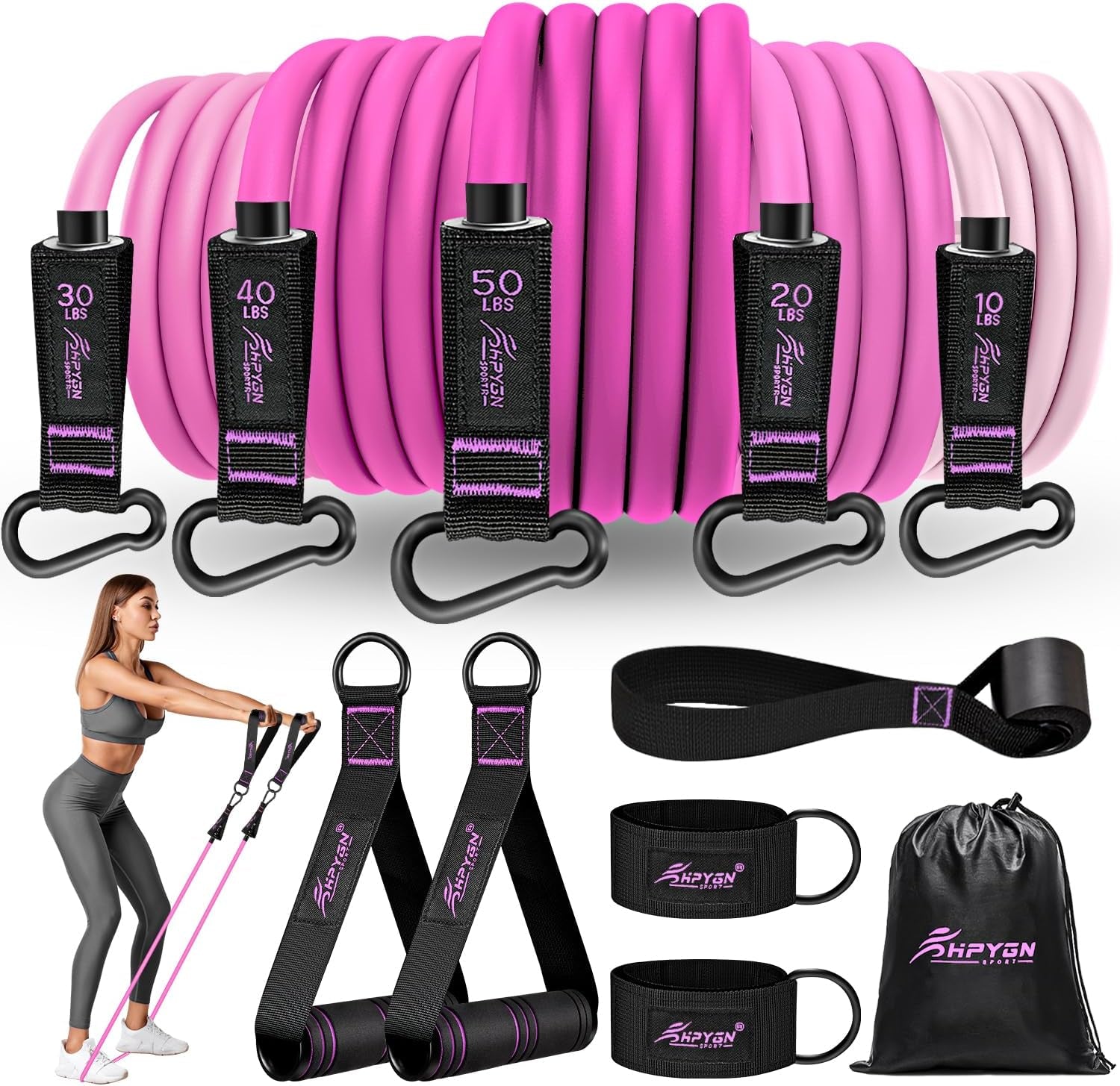 Resistance Bands with Handles, 150 Lb Exercise Bands for Home Workout