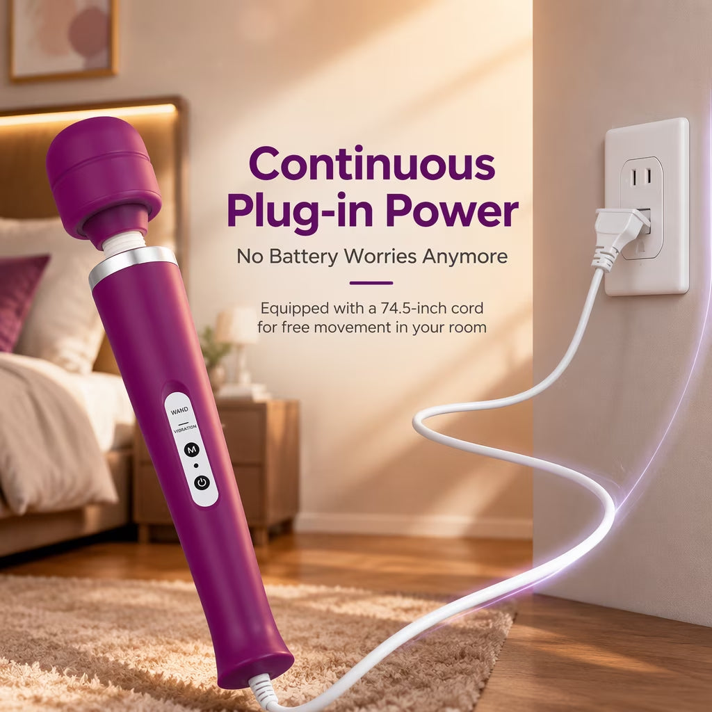 Personal Wand Electric Massager with 10 Powerful Vibrations, Handheld Neck Shoulder Back Body Massager Wand Massage for Deep Muscles Pain Relief (Purple)