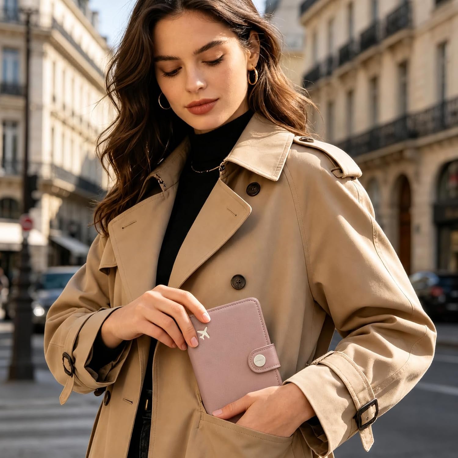Passport Holder RFID Blocking Travel Wallet, Dusty Pink