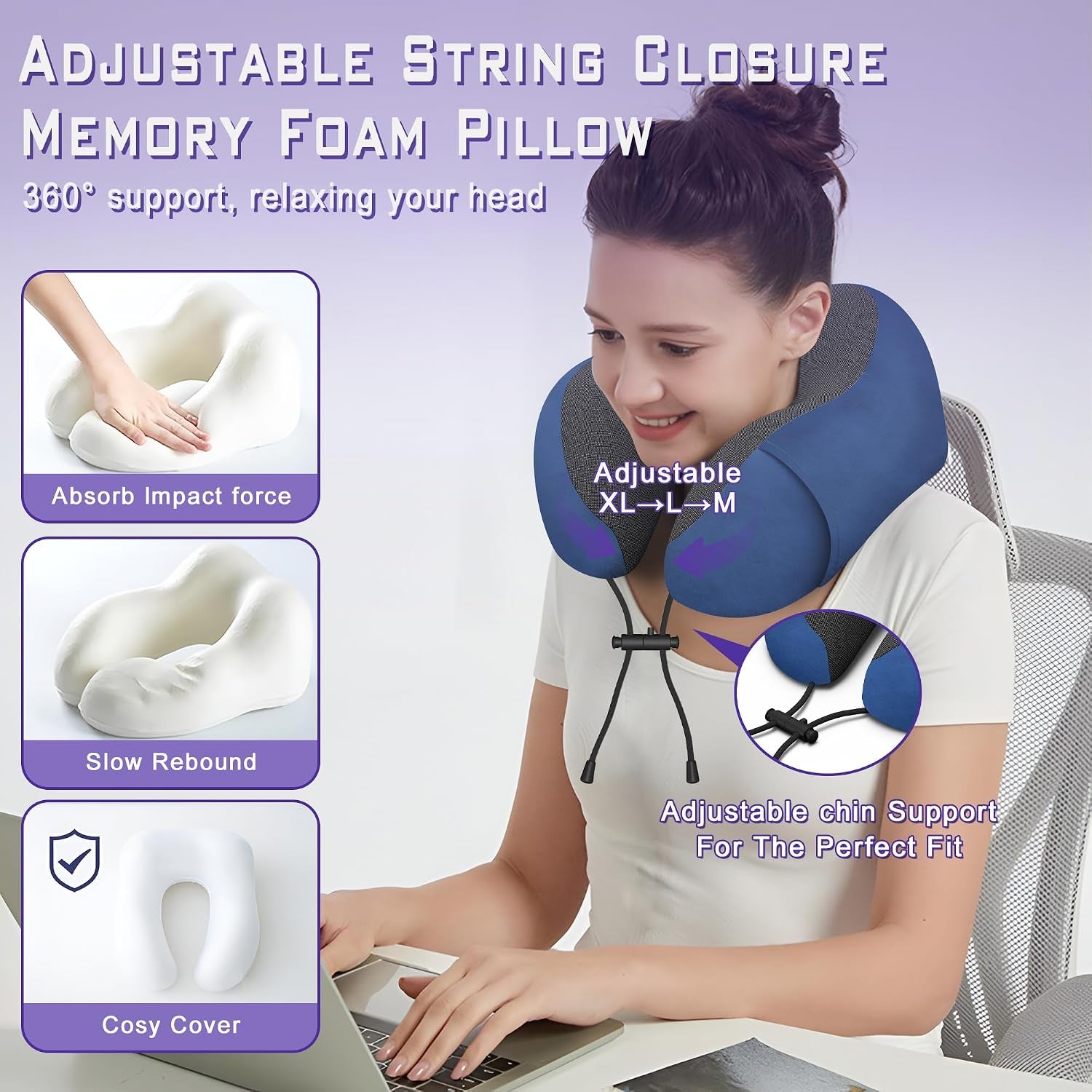 Memory Foam Travel Neck Pillow for Airplane Comfort