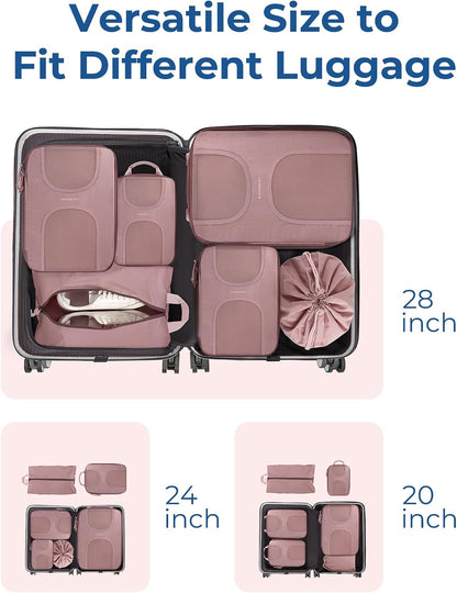 6 Set Compression Packing Cubes, Travel Luggage Organizer Bags