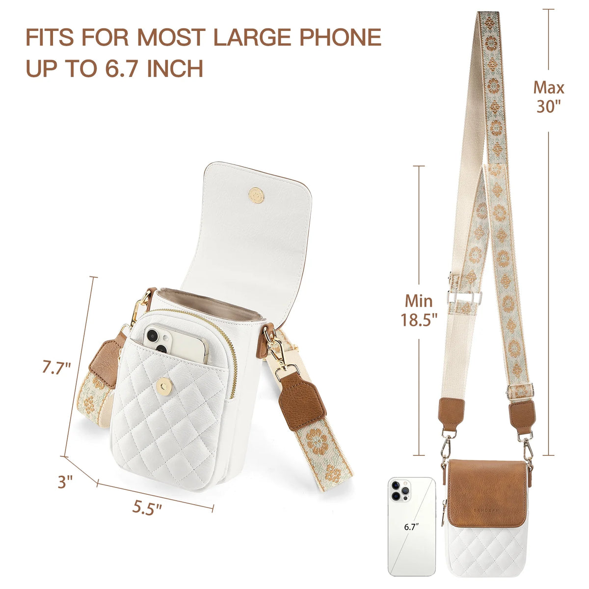 Crossbody Bags for Women Trendy Leather Triple Compartment Cell Phone Shoulder Wallet Purses with Card Slots
