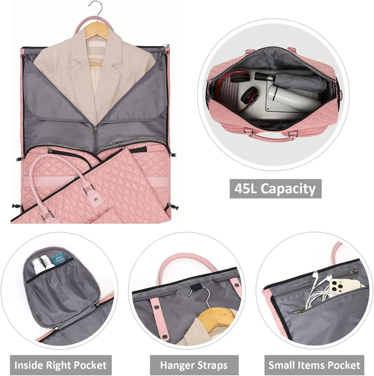 Convertible Garment Duffel Bag, 2-In-1 Hanging Suitcase for Travel