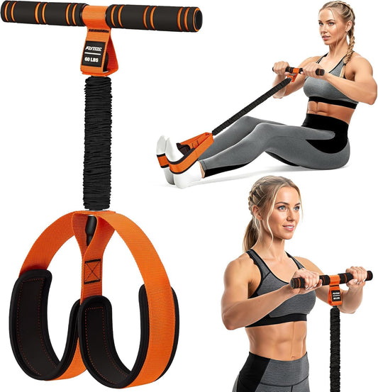 Multifunction Pedal Resistance Band with Handle, Upgraded Exercise Equipment with Soft Foot Pedal for Sit up & Full-Body Home Gym Workouts, Core/Abs Training, Pilates, Yoga & Physical Therapy