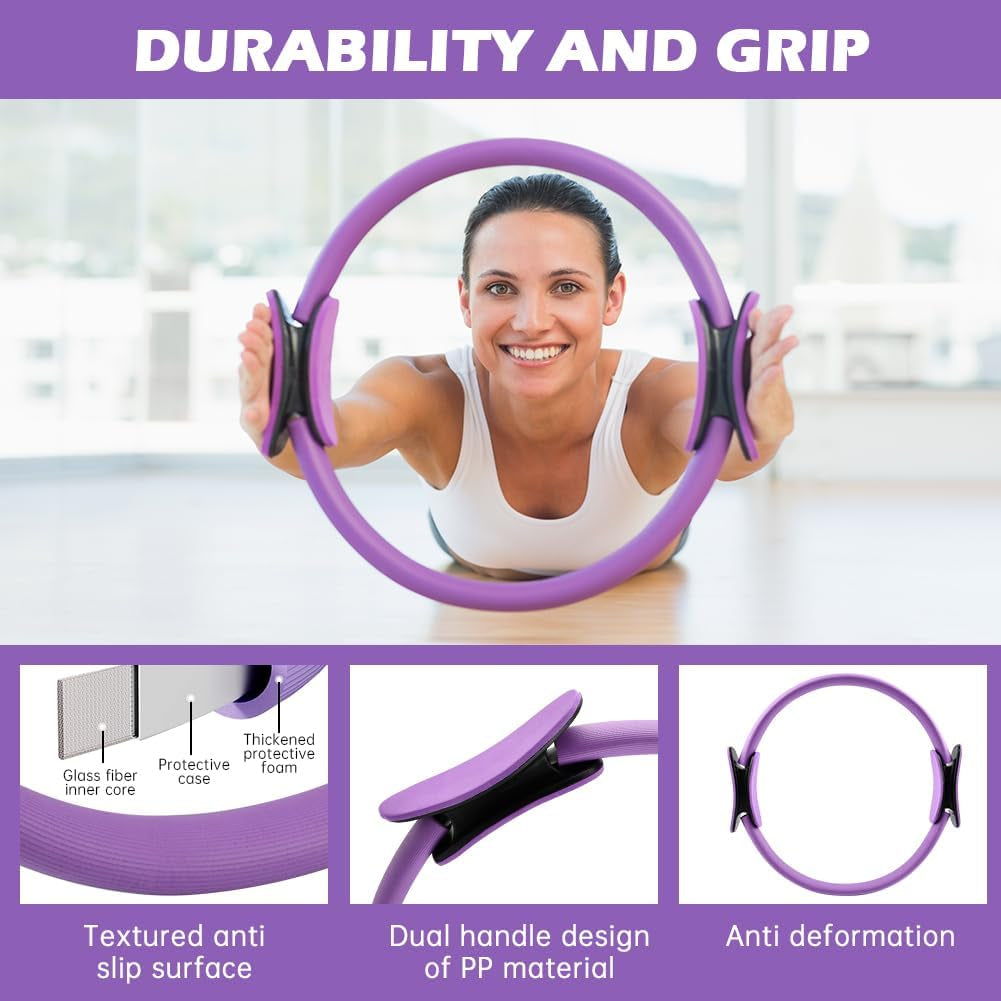 At Home Pilates Kit for Women, Home Workout Pilates Equipment Set with Pilates Ring, Ball, Resistance Band, Resistance Bands, Yoga Strap, Bag, Pilates Essentials Kit for Starter, Beginners