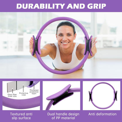 At Home Pilates Kit for Women, Home Workout Pilates Equipment Set with Pilates Ring, Ball, Resistance Band, Resistance Bands, Yoga Strap, Bag, Pilates Essentials Kit for Starter, Beginners