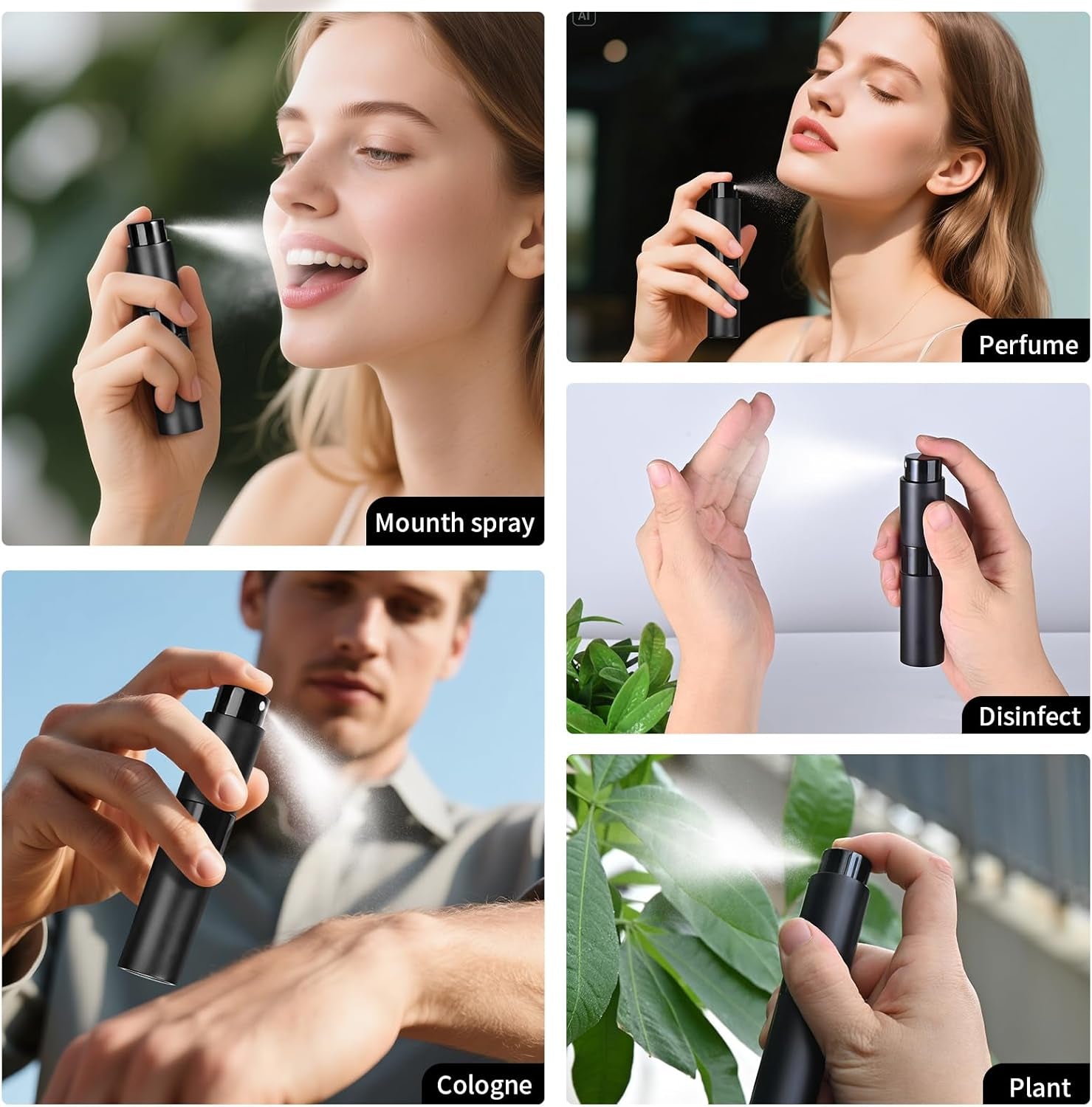 ​​Perfume Travel Refillable Atomizer 8ML (3PCS) - Empty Cologne Spray Bottle, Portable & Leakproof Sprayer for Travel​ (Black)