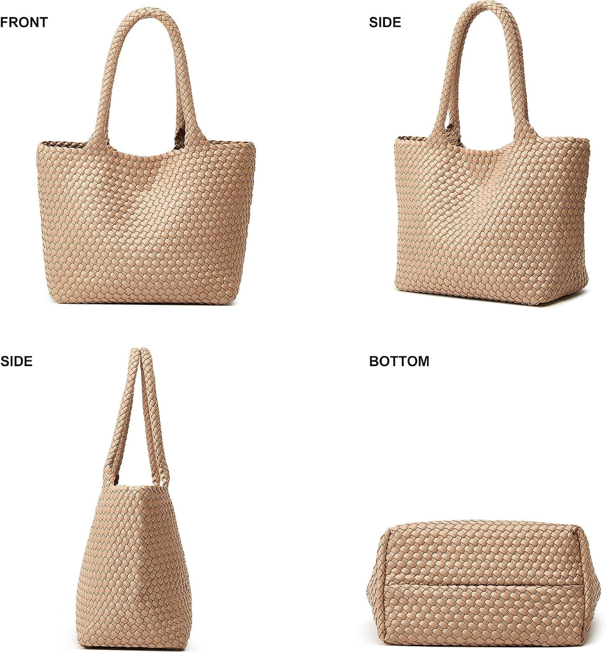 Woven Tote Bag for Women: Vegan Leather Purse for Weekend Travel