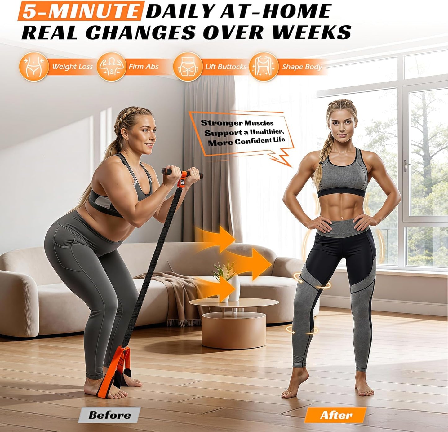 Multifunction Pedal Resistance Band with Handle, Upgraded Exercise Equipment with Soft Foot Pedal for Sit up & Full-Body Home Gym Workouts, Core/Abs Training, Pilates, Yoga & Physical Therapy
