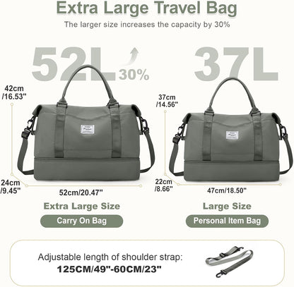 Large Weekender Bags for Women, Travel Duffel Bags with Shoe Compartment,Personal Item Travel Carry on Overnight Bag for Women Travel 3Pcs,Olive Green