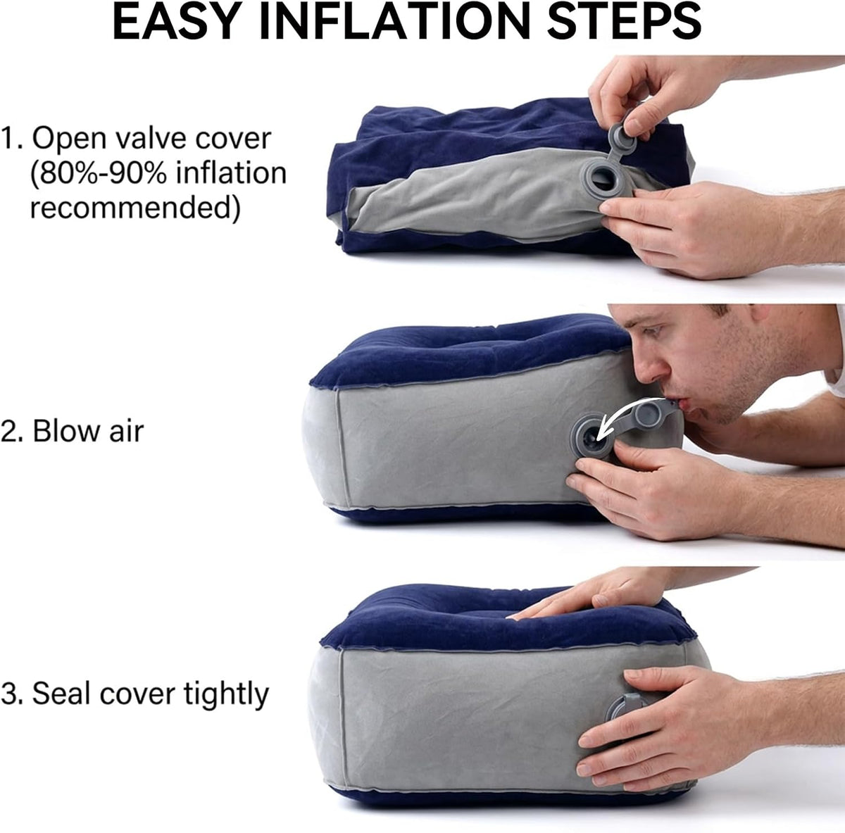 Inflatable Foot Rest Pillow, Airplane Footrest Inflatable, Portable Travel Foot Elevator for Airplane, Airplane Inflatable Foot Rest, Lightweight Foot Stool for Economy Class, Grey, Upgrade Version