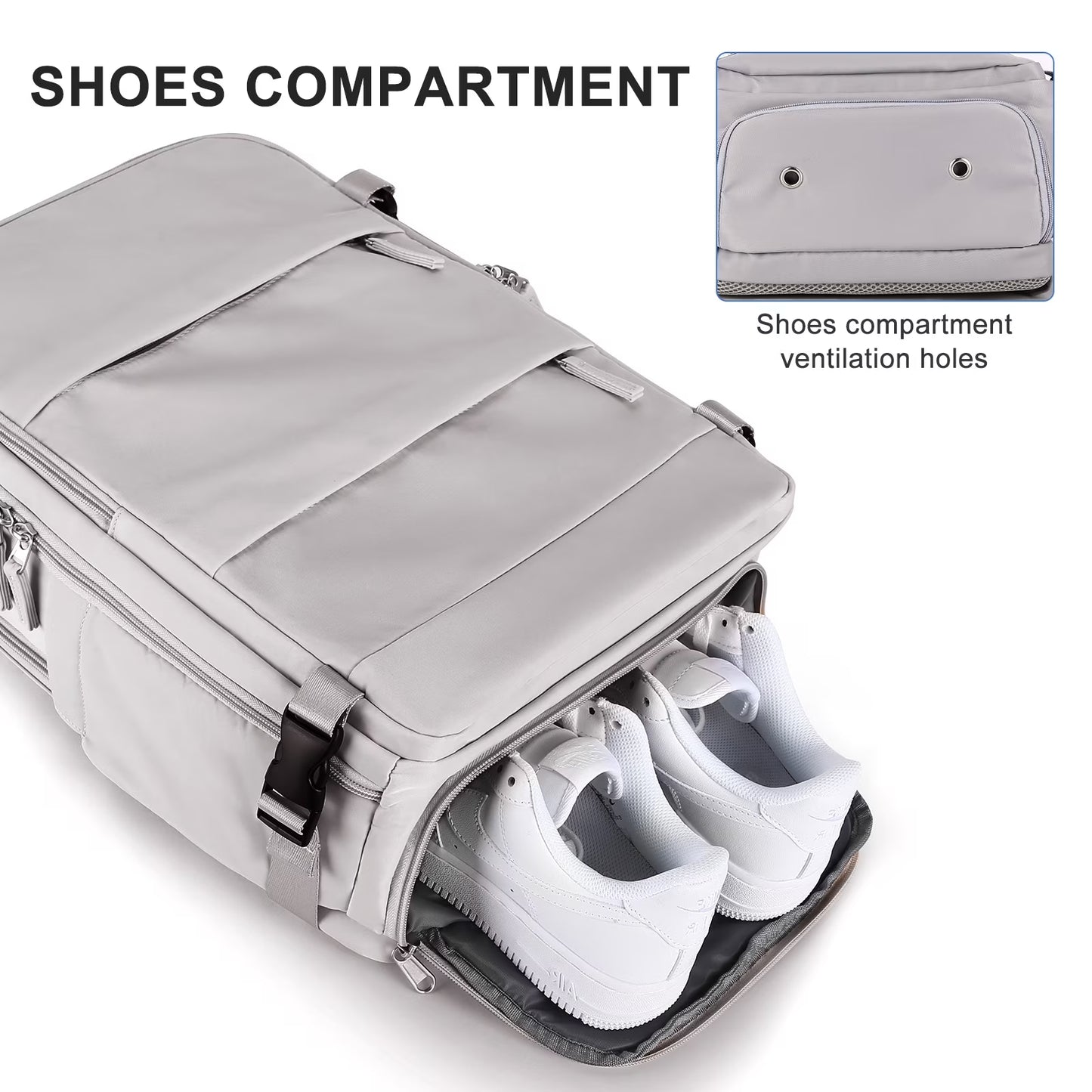 Large Backpack for Women , Men Carry on Backpack,Hiking Backpack Waterproof Outdoor Sports Casual Daypack, College Backpack School Bag Gray