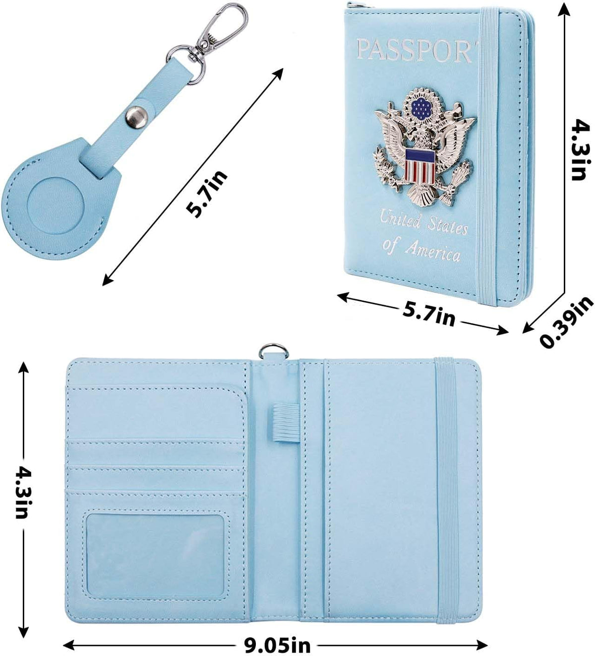 Passport Holder for Travel,Passport Cover Case with RFID (Light Blue)