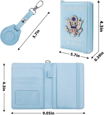 Passport Holder for Travel,Passport Cover Case with RFID (Light Blue)