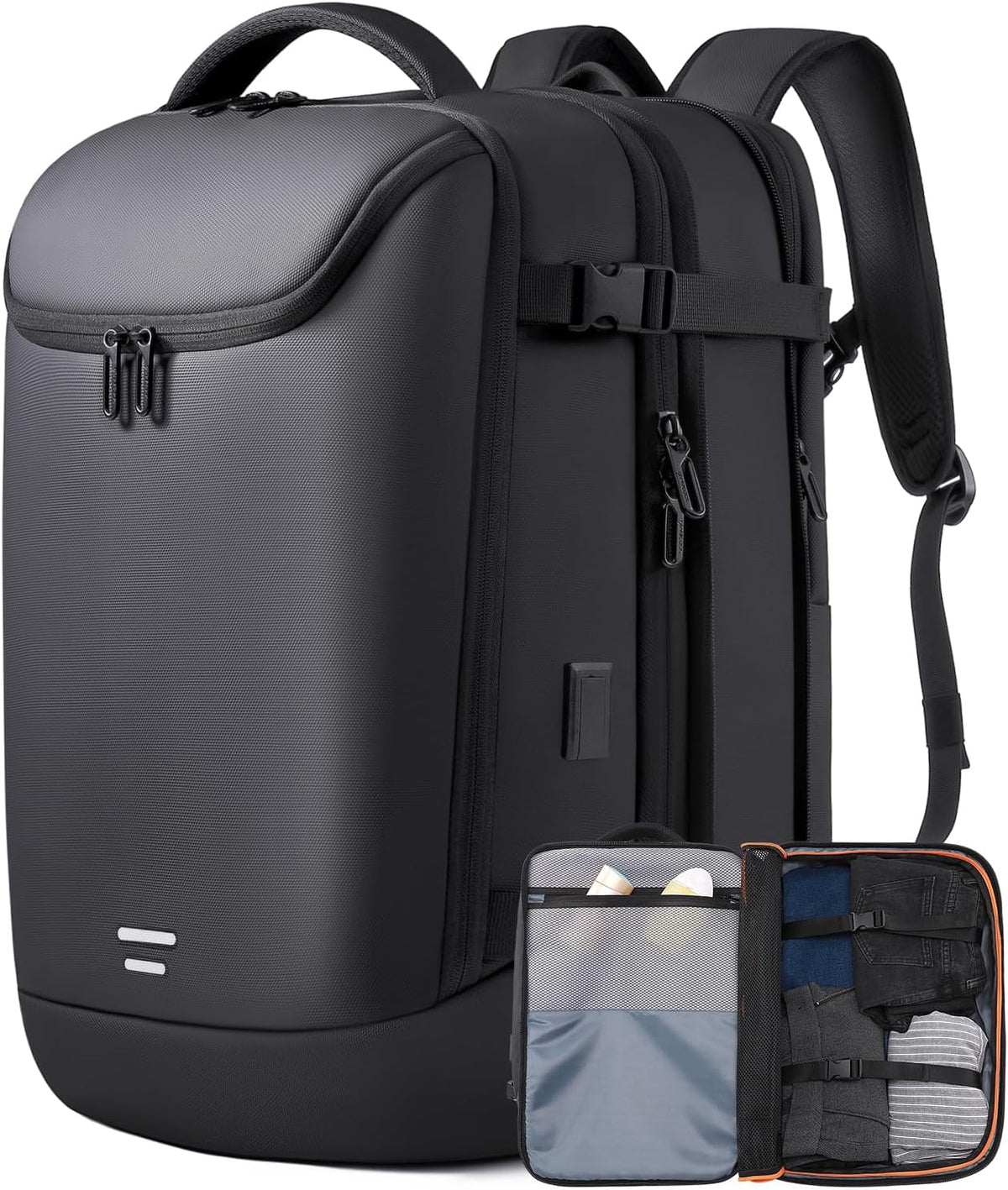 Travel Carry on Backpack 50L Expandable Flight Approved Backpacks 17.3 Inch Laptop and USB Charging Port Bags Water Resistant Business Back Pack for Women & Men