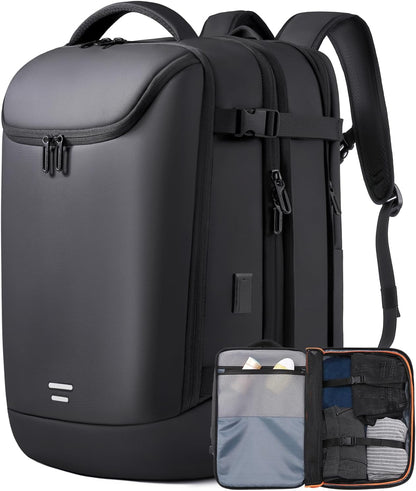 Travel Carry on Backpack 50L Expandable Flight Approved Backpacks 17.3 Inch Laptop and USB Charging Port Bags Water Resistant Business Back Pack for Women & Men
