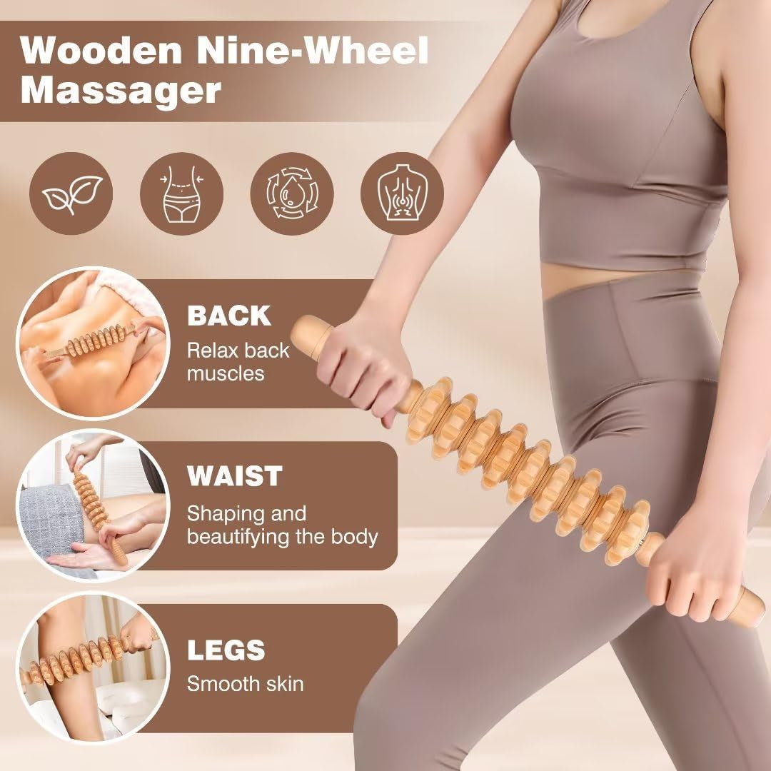 12-In-1 Wood Therapy Massage Tools Lymphatic Drainage Massager Wooden Massage Body Sculpting Tools Maderoterapia Kit Wood Therapy Tools for Muscle Pain Relief Body Shaping Anti-Cellulite