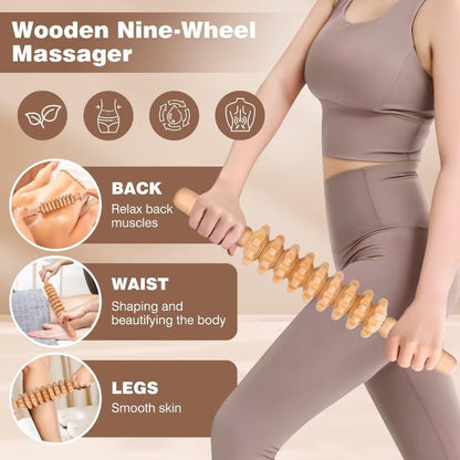 12-In-1 Wood Therapy Massage Tools Lymphatic Drainage Massager Wooden Massage Body Sculpting Tools Maderoterapia Kit Wood Therapy Tools for Muscle Pain Relief Body Shaping Anti-Cellulite