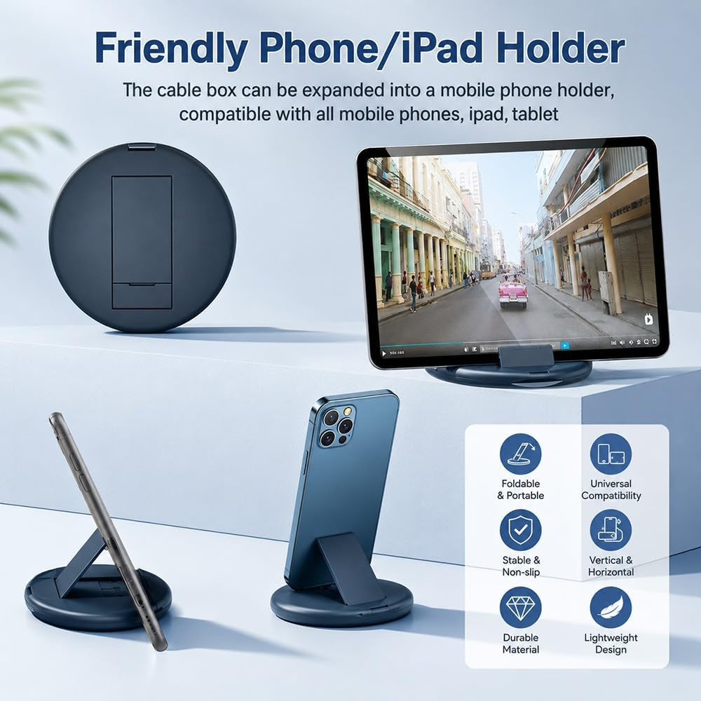 USB C Adapter Kit, Multi Charging Cable Case Convertor USB C to Ios Device Type C Micro Adapter Data Transfer Contains Card Slot for Traveling, Use as Phone Holder(Midnight Blue)