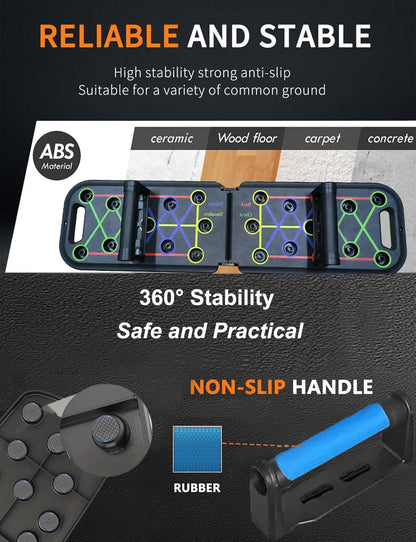 Solid Push up Board,Home Gym,16 in 1 Home Workout Equipment Multi-Functional Push up Stands System Fitness Floor Chest Muscle Exercise Professional Equipment Burn Fat Strength Training Arm Men & Women