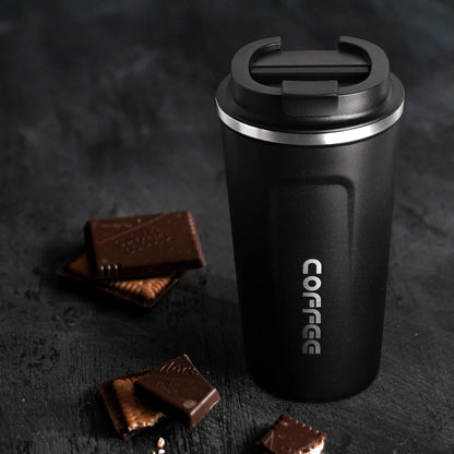 17Oz (510Ml) Vacuum Insulated Coffee Travel Mug, Leakproof Double Wall Stainless Steel Reusable Coffee Cup with Lid for Hot & Cold Drinks, Matte Texture Black
