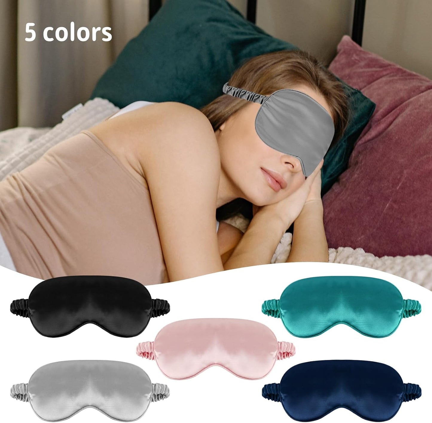 1 Pack Sleep Mask, Silk Eye Mask with Elastic Strap, Breathable Eye Mask for Sleeping,Travel, Girls, Women, Men (Lightblue)