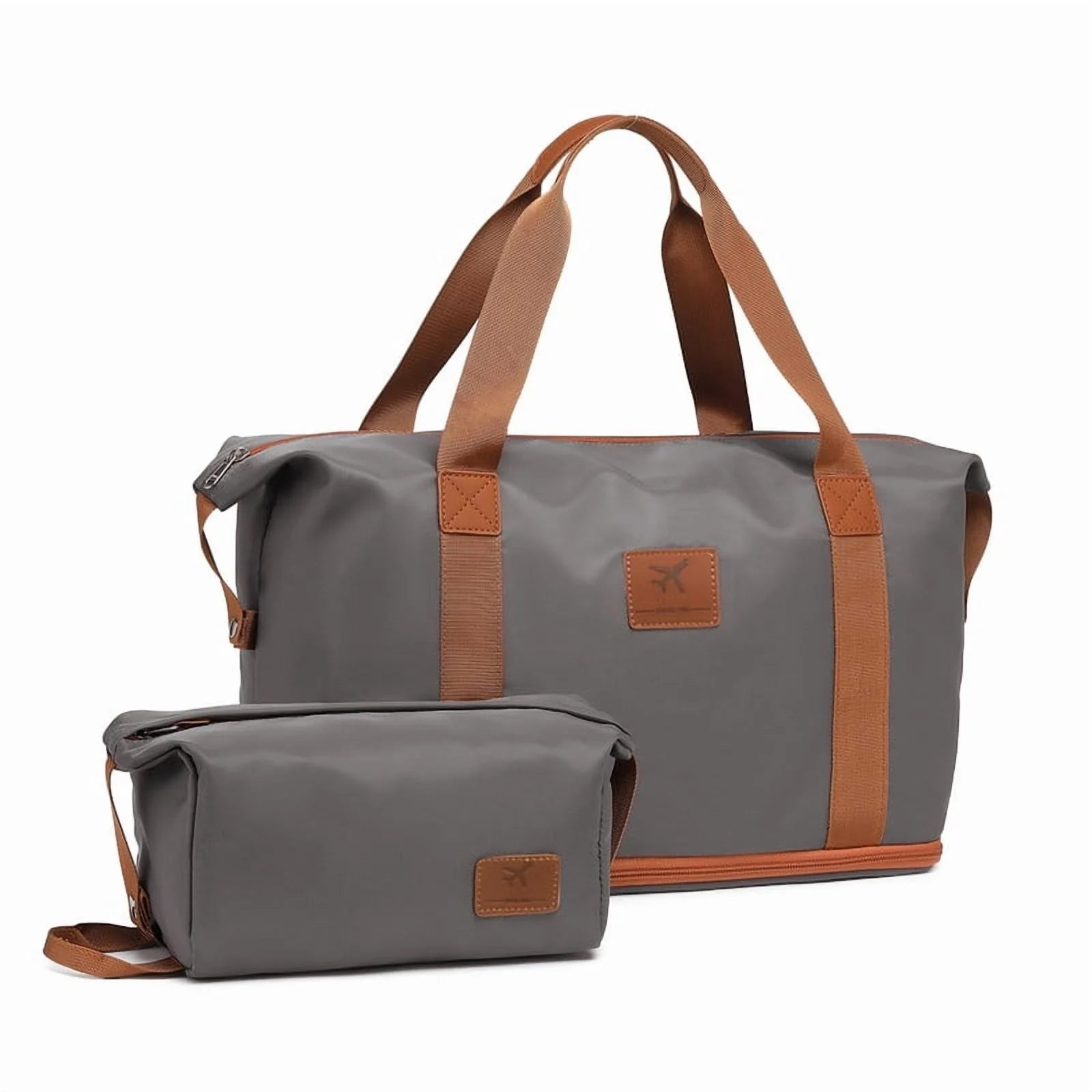 2 Piece Travel Duffel Bag Set Waterproof Carry-On Weekender Bag with Toiletry Bag, Lightweight Expandable Overnight Luggage for Women & Men