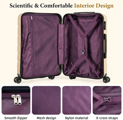 Luggage Sets,5 Piece (20"/24"/28"/DB/TB) Champagne