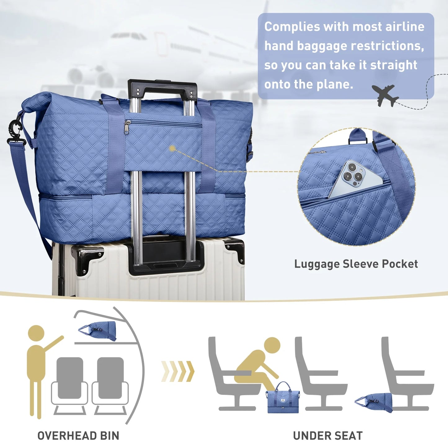 Travel Duffle Bag Weekender Bags for Women with Shoe Compartment Carry on Overnight Bag Gym Duffel Bag with Wet Pocket Hospital Bags for Labor and Delivery