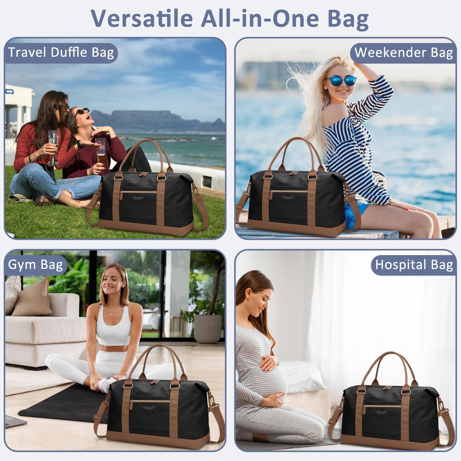 Women Travel Duffle Bags, Weekender Overnight Bag, Hospital Bag