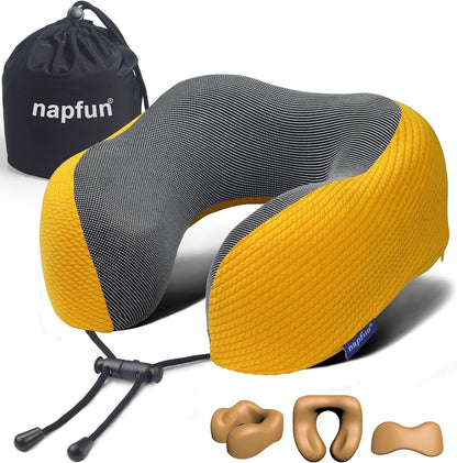 Neck Pillow for Travel, Memory Foam Airplane Pillow, Yellow
