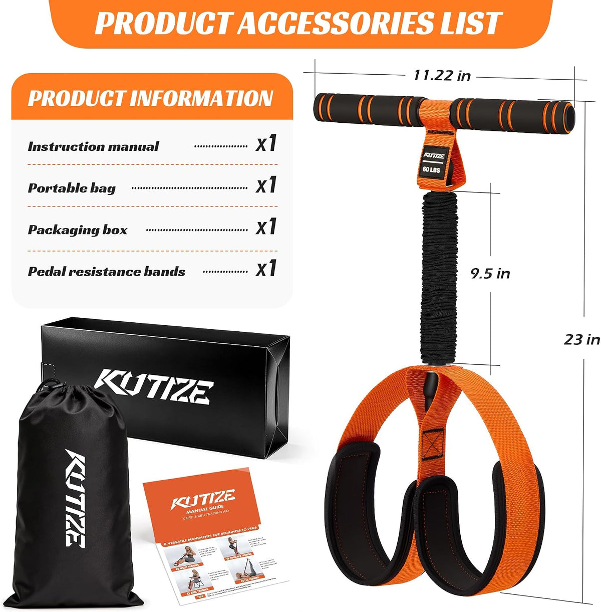 Multifunction Pedal Resistance Band with Handle, Upgraded Exercise Equipment with Soft Foot Pedal for Sit up & Full-Body Home Gym Workouts, Core/Abs Training, Pilates, Yoga & Physical Therapy