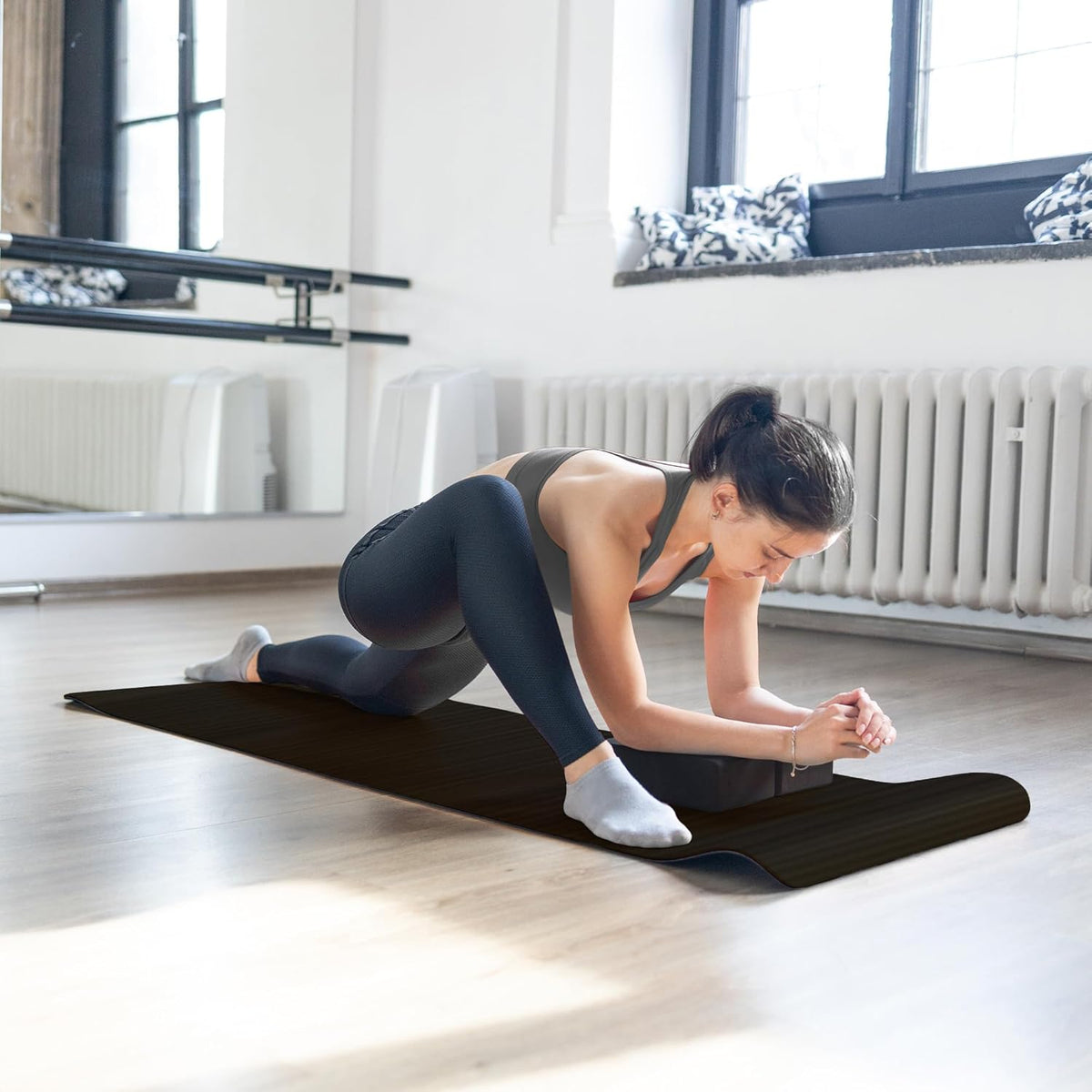 7-Piece Yoga Set with 71X24X0.5 Inches Extra Thick Mat and Carrying Sling – Includes 2 Blocks, Stretch Strap, 2 Towels, and Knee Pad for Home, Studio, and Gym Workouts