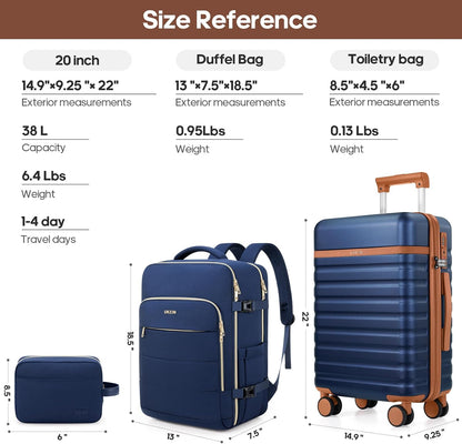 Luggage Sets 3Piece, Carry on Luggage 20In Suitcase Set with Backpack