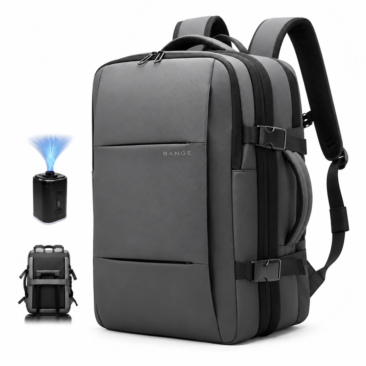 BANGE Premium Vacuum Compression Travel Backpack with Air Pump