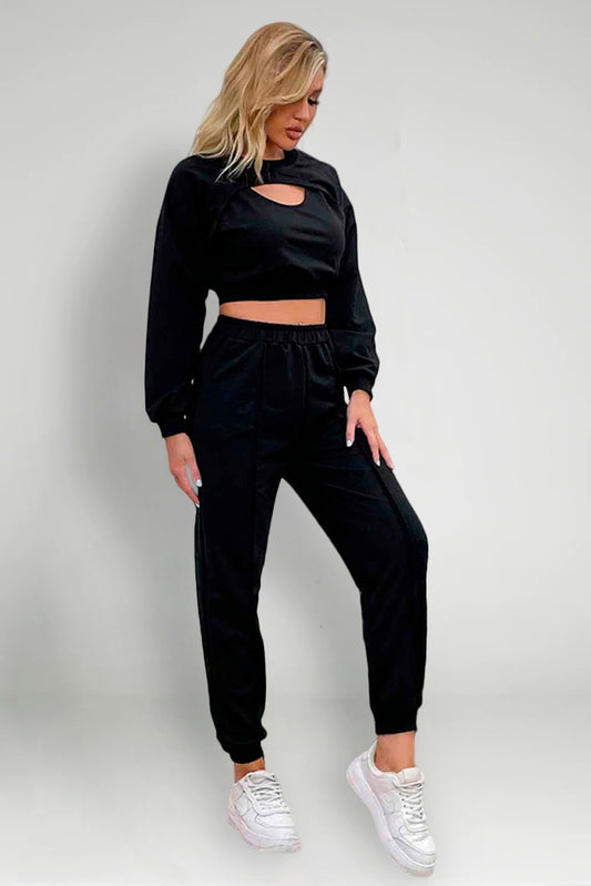Cut Out Crop Top and Joggers Set