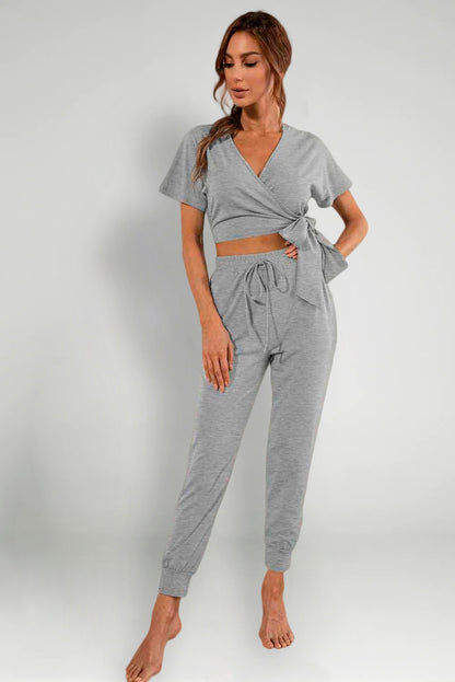 Knot Side Tee & Carrot Pants Set