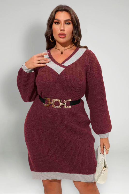 Plus Size Long Sleeve Sweater Dress